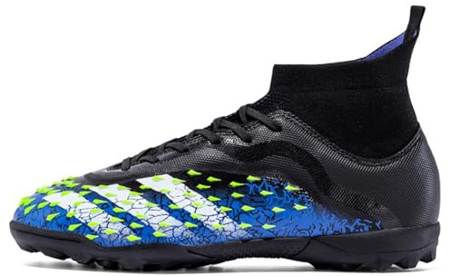 WTDXSPS Botines de fútbol Unisex, Botines de fútbol para Terreno Firme al Aire Libre, Zapatillas de Entrenamiento de césped, Botines de fútbol para Terreno Firme cómodos(Black Blue TF,39 EU)