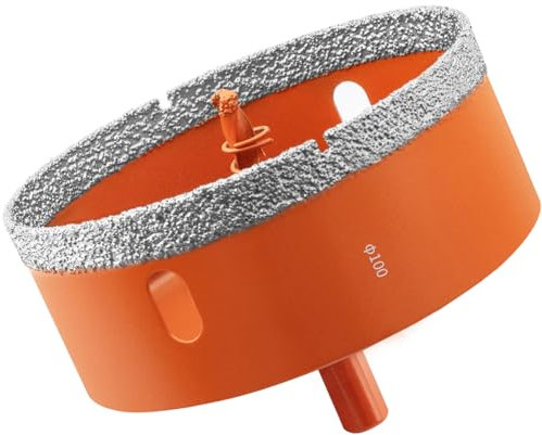 Meccion Diamond Hole Saw 100mm with Pilot Guide Bit, Diamond Core Drill Bit for Tile, Porcelain, Glass, Ceramic, Marble