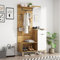 Ymkua Garderobenset Wandgarderobe, Flurgarderobe Set mit Schuhbank, Spiegel und Schuhschrank, Garderoben Set mit 4 Kleiderhaken und Türen, Kompaktgarderobe mit Regal, Schublade, 104L x 39B x 190H cm