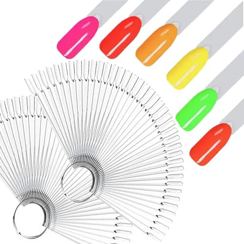 100-Piece Nail Swatches Sticks in Transparent, Nail Art Tips Color Sticks Pop Sticks Nail Display Ring for Nail Gel Polish Practice,Salon Nail Display Techniques