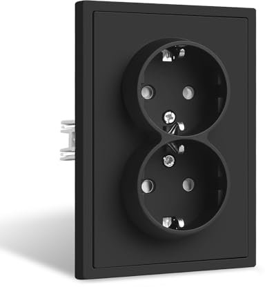 CNBINGO Enchufe doble negro, empotrable, color negro