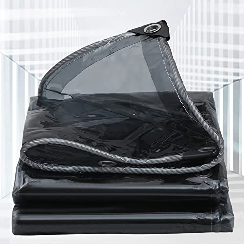 Strapazierfähige 400 g/m² transparente Abdeckplane, wasserdicht, reißfest, wetterfest, mit Ösen und Seil, 0,35 mm dick, ideal für Pavillon, Terrassen, Pflanzendecke, Poolabdeckung, faltbar, Kunststoff