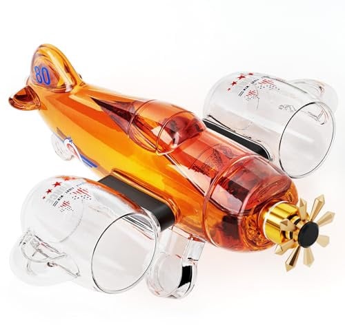 Jubiläumsgeschenke für Männer Papa, Kollea Fighter Flugzeug Whiskey Dekanter Set mit 2 abnehmbaren Gläsern, Mens Geburtstag Geschenk Ideen für Vater, Ehemann, Freund, Bruder, Luftwaffe Fans