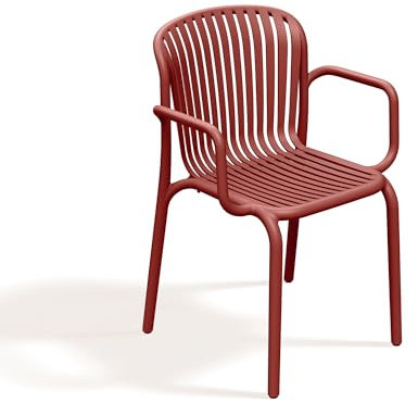 Ferne Gartenstuhl Kunststoff mit Armlehne Brene Retro Red Bistrostuhl max. Belastung 110 kg leicht stapelbar