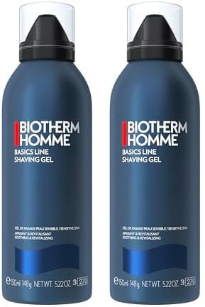 Biotherm Homme Basic Line Shaving Gel, beruhigendes Rasiergel für Männer, selbstschäumendes Gel mit pflegender Formel, alle Hauttypen, für eine sanfte und gründliche Rasur, 150 ml (Packung mit 2)