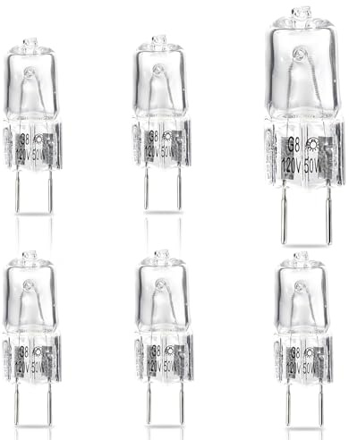 Mtuiewo 6 Pcs 6912A40002J Microwave Halogen Light Bulb, Microwave Oven Light Bulb 120v 50w g8 Replacement Compatible with Kenmore 83543 LMV2031BD LMV2031SB, Replace 2025028 AH3610037