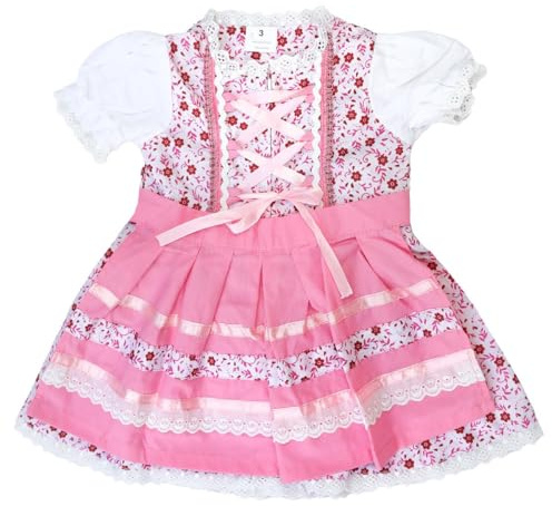 MS-Trachten Babydirndl Baby Dirndl Trachtenkleid Mimi Rosa Weiß