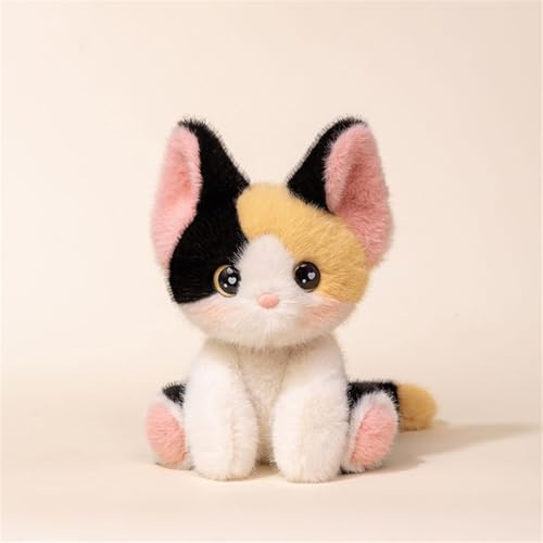 Herfair Katze Kuscheltier, Plüschtiere Katzen, Niedlich Stofftier Spielzeug zum Spielen & Kuscheln, Kawaii Deko Plushie Geschenk für Kinder (A)