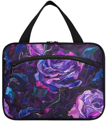 Rose stereo viola profondo 3D stereoscopico stile appeso borse da viaggio per gli uomini con gancio, accessori di design borse cosmetiche per mamma Hotel kit de para Mujer L