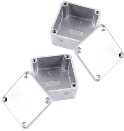 Gitarrenpedalgehäuse aus Aluminium, 2 Stück, 50,5x50,5x31mm | Druckgussgehäuse für Gitarreneffekte, Unlackierte Silberne Oberfläche, Selbstgemacht Projekte, Stabile Leichte Schutzbox