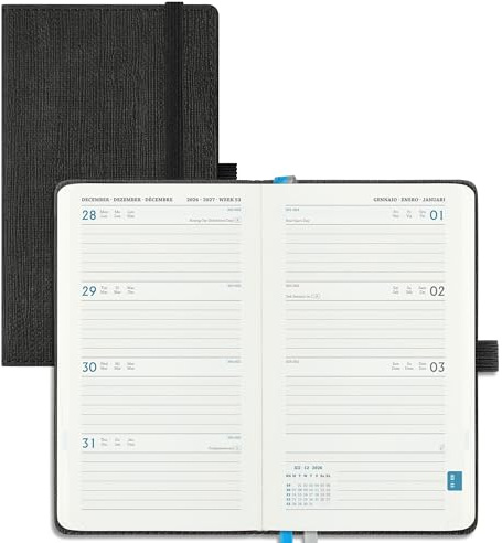 IN-LUXPRO Kalender 2026 2027 Wochenplaner Vertikal PU-Hartschale
