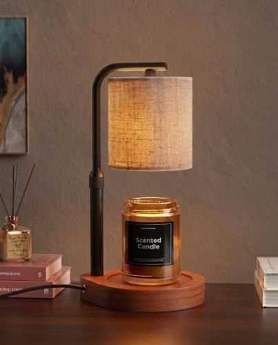 Candle Warmer Lamp with Timer & Dimmer for Yankee Candles, Adjustable Height Candle Warmer for Jar Candles, Wax Melt Lamp for Cozy Home Decor & Gifts,Linen, 2 Bulbs