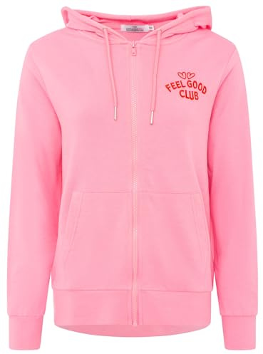 Zwillingsherz Feel Good Club Damen Sweatjacke mit Stickerei – Bequeme Baumwolljacke für Frauen – Lässige Zip Jacke für Freizeit Alltag Loungewear – Moderne Damen Sweatjacke Frühling Herbst Winter