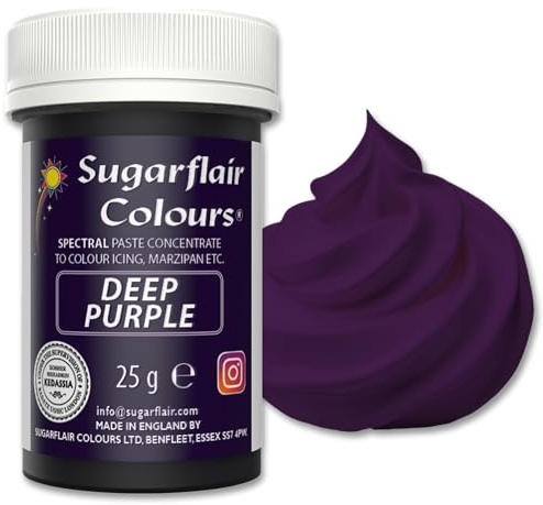 Sugarflair Food Colouring Paste Deep Purple, Concentrated Spectral Food Colouring for Buttercream, Sugar Paste, Royal Icing, Cake Mixes, Macarons and More! - 25g
