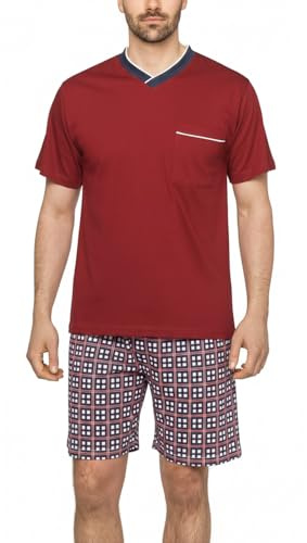 Moonline Herren Pyjama kurz Schlafanzug Baumwolle | Größen M bis 6XL, 100% Baumwolle (außer anthrazit), bequemer Gummizugbund, moderner V-Ausschnitt, praktische Brusttasche
