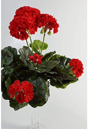 artplants.de Künstliche Geranie MIA auf Steckstab, rot, 35cm, Ø 30cm - Kunstgeranien - Kunstblumen