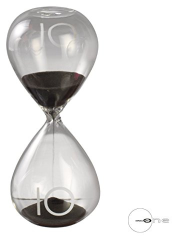 Mascagni Sanduhr aus Glas mit Sand Schwarz 10 Minuten 16 cm