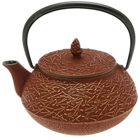 Iwachu Japanische Teekanne, Gold/Cranberry, Pinenadel, Eisen, Tetsubin-Teekanne, 48-945