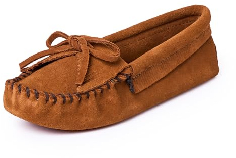 Minnetonka Women's Kilty Suede Softsole Moccasin, Brown, 10 M US
