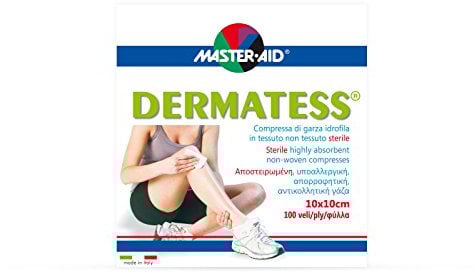 MASTER AID Dermatess, Bianco/Blu, 10 x 10 cm
