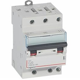 406893 Disjoncteur triphasé 20A - 3P Courbe C - 4,5/6kA - À vis - Legrand DX3