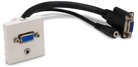 Waytex 37264 Plastron VGA F/F et Jack 3,5 F/F 45x45 câble 20 cm