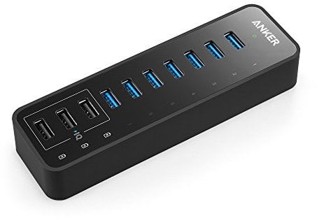 Anker 10 Port 60W Data Hub with 7 USB 3.0 Ports and 3 PowerIQ Charging Ports for Macbook, Mac Pro/mini, iMac, XPS, Surface Pro, iPhone 7, 6s Plus, iPad Air 2, Galaxy Series, Mobile HDD, and More