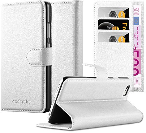 Cadorabo Hülle kompatibel mit Apple iPhone 6 PLUS / 6S PLUS Handyhülle aus Kunst Leder Flip Klappbare Magnetische [Standfunktion] [Kartenfächern] Cover Hülle für iPhone 6 PLUS / 6S PLUS Tasche in Weiß