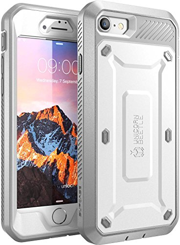 SUPCASE Unicorn Beetle Pro Outdoor Protective Shockproof Case Cover with Built-in Screen Protector and Belt Clip for 4.7-Inch iPhone SE (2020)/7 (2016)/8 (2017), White