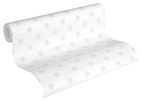 Thomas Vliestapete Dots Tapete gepunktet 10,05 m x 0,53 m weiß grau Made in Germany TLT013