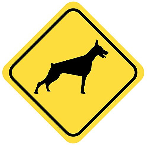 Samunshi® Dobermann Warnschild Warndreieck Aufkleber Achtung Vorsicht Hund - 8x8cm mehrfarbig
