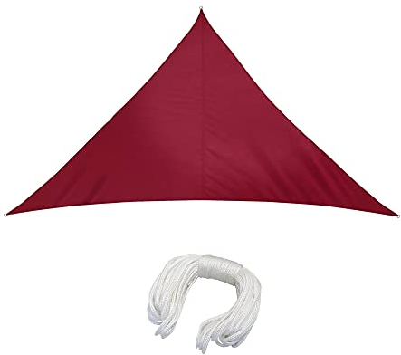 jarolift Sonnensegel Dreieck Gleichschenklig, Wasserabweisend, Sonnenschutz Sichtschutz für Terrasse Garten Balkon, Polyestergewebe 400 x 400 x 400 cm Weinrot