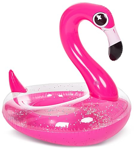 JOYIN gonfiabile flamingo piscina galleggiante con glitters, tubi per floating, fun beach floaties, giocattoli piscina, decorazioni della festa estiva per i bambini (37.5” x 32.25” x 37”)