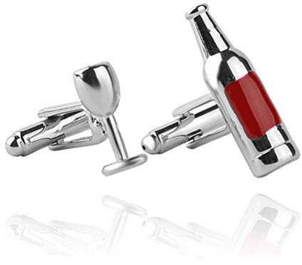 Manschettenknöpfe für Herren, Flasche Wein Stil Rot Verkupferung Französische Manschette Schnalle, Sparkly Geschenk Modisches Shirt Zubehör Für Buchhalter Boss Business Hochzeit Prom Offizieller