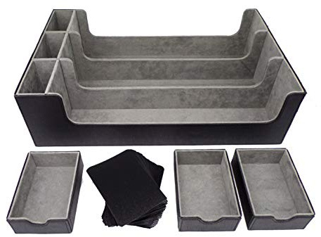 docsmagic.de Premium 3-Row Trading Card Storage Box Black + Trays & Divider - MTG PKM YGO - Sammelkarten Aufbewahrungsbox Schwarz