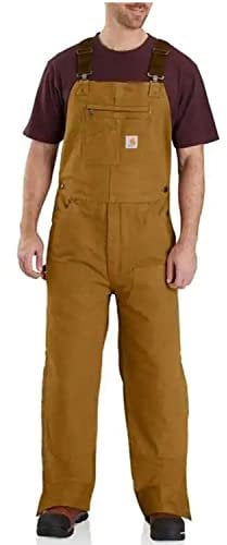 Carhartt Men's Loose Fit Washed Duck Insulated Bib Overall, Brown, 2X-Large/Short