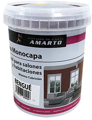 Pintura Monocapa en cubetas, para decoracion de interiores y exteriores de yeso, cemento, escayola, etc. … (1L, GRIS SERENA)
