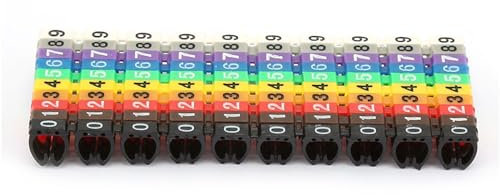 Digital Number Tube Wire Number Label Tube Cable Marker with Clip-On Design Tube Colorful Cable Marker(100PCS KCM-6MM 6mm²)