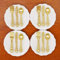 Odoria 1/12 Miniatura 4pz Platos y 12pz Cubiertos Cocina Accesorio para Casa de Muñecas, Dorado