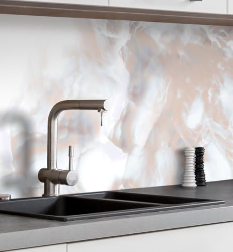 MyMaxxi Küchenrückwand Folie selbstklebend matt Versteift - einfache Montage ohne Bohren - Motiv Marmor Bronze 60cm hoch - Spritzschutz Küche Klebefolie - Steine Mauer 220 x 60cm