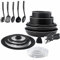 lzteck 23 Pieces Non-Stick Cookware Set,Stackable Pans and Pots Set with Removable Handles, Space Efficient for RVs and Camping,Oven,Induction,Gas,Electric & Stovetops,Dishwasher Safe
