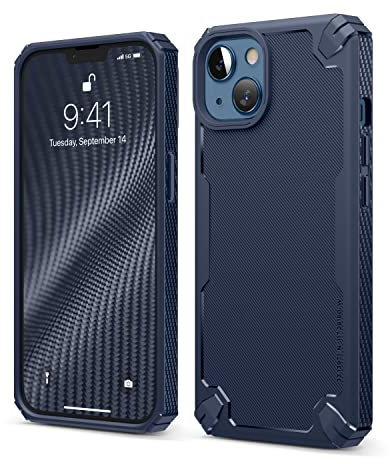 elago Armor Case Compatible with iPhone 13 (6.1), Heavy-Duty Protective Case, Premium TPU, Carbon Fiber Texture, Tough Rugged Design, Full Body Protection, Shockproof Bumper Cover (Jean Indigo)