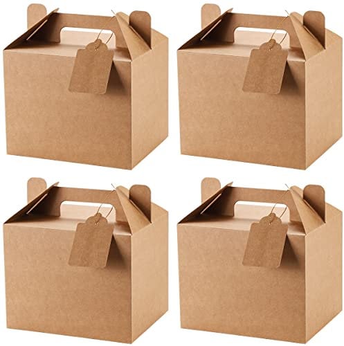 Frantis Brown Gable Boxes 12 Pack 7 x 5.5 x 5.5 Inches with Rope and Tag Party Favor Boxes for Birthday Party Wedding Treat Boxes …