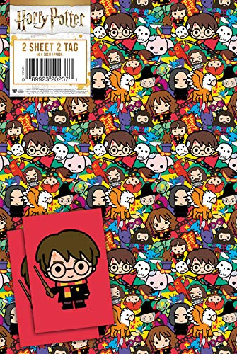 Harry Potter Geschenkpapier, 10 Bögen, 10 Etiketten, Blattgröße 70 x 50 cm, offizielles Produkt, verantwortungsvoll bezogen