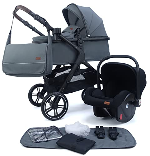 Pixini Nelio Kinderwagen Set 3in1 (dunkelgrau)