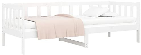 vidaXL Tagesbett Sofa Gästebett Sofabett Einzelbett Bett Bettsofa Bettgestell Holzbett Bettrahmen Schlafsofa Weiß 90x190cm Massivholz Kiefer