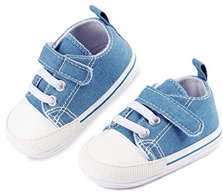 Zapatillas de Bebe Personalizadas con Nombre - Zapatos bebé de Lona Estilo Casual - Regalo Bebe Personalizado - Zapatos de 0 a 6 Meses (Azul, 18)