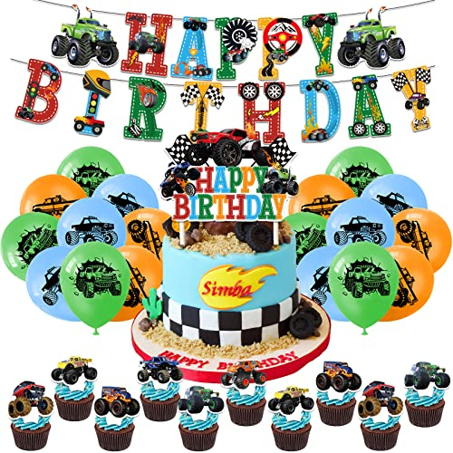 Lastwagen Geburtstagsdeko Monster Truck Kindergeburtstag Lkw Luftballons Torte Girlande