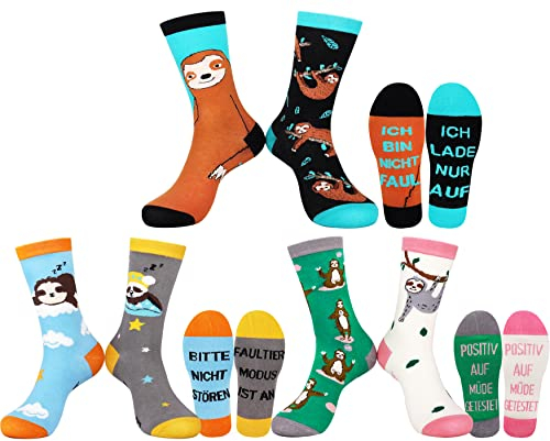 Jeasona 3 Paare Faultier Socken Damen 39-42 Freundin Witzige Lustige Geschenke für Frauen zum Geburtstag Weihnachten