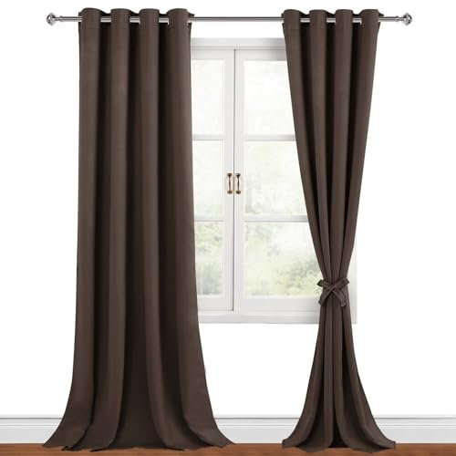 Hiasan Verdunklungsvorhänge Gardinen mit Ösen,Braun Blickdicht Vorhänge,2 Stück,140 x 260 cm (Breite x Höhe),weiche Schiebevorhänge für Schlafzimmer,Wohnzimmer usw.